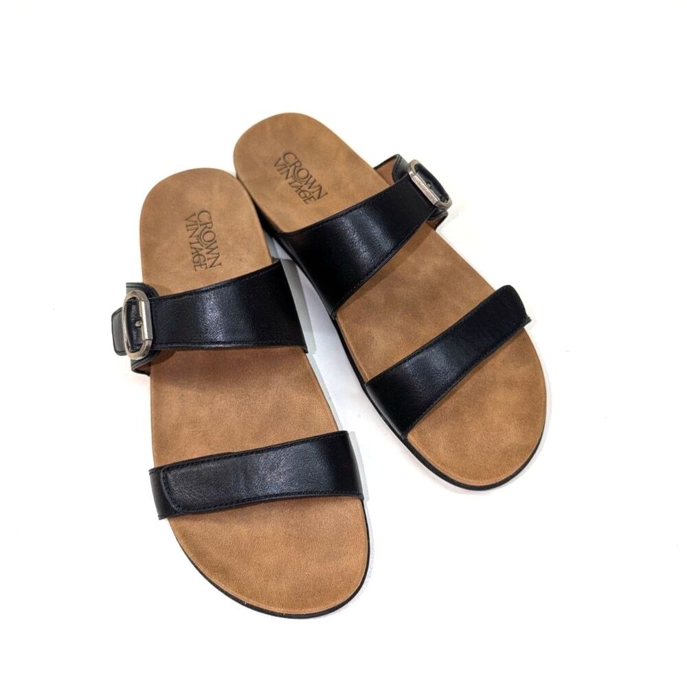 Crown Vintage Black Slides, size 10